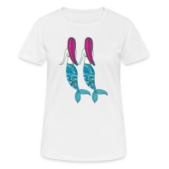 Double Sirène - T-shirt respirant Femme - blanc - Devant - AI Model Female 172 dark (172cm)