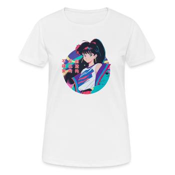 Anime Girl mit 80er Windbreaker, Anime Aesthetics - Frauen T-Shirt atmungsaktiv - Weiß - Vorne - AI Model Female 172 dark (172cm)