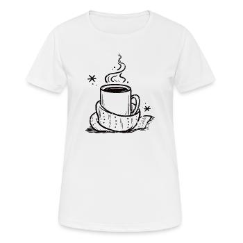 Gemütliche Tasse mit Dampf und Schal - Frauen T-Shirt atmungsaktiv - Weiß - Vorne - AI Model Female 172 dark (172cm)