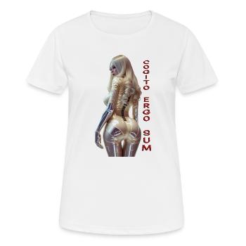 Cogito 01 (mit Text) - Frauen T-Shirt atmungsaktiv - Weiß - Vorne - AI Model Female 172 dark (172cm)