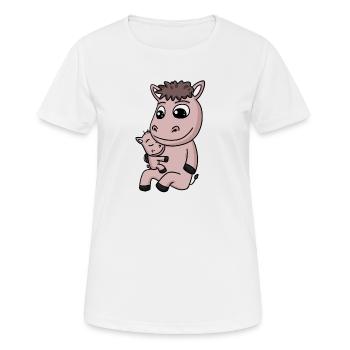 Famille Cheval - Cheval avec bébé - T-shirt respirant Femme - blanc - Devant - AI Model Female 172 dark (172cm)