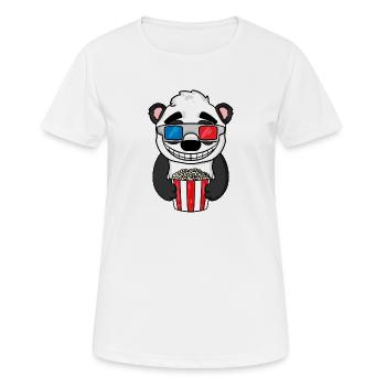 Panda Bär Popcorn Kino - Frauen T-Shirt atmungsaktiv - Weiß - Vorne - AI Model Female 172 dark (172cm)