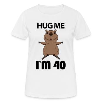 40 ans - 40 ans - Hug - T-shirt respirant Femme - blanc - Devant - AI Model Female 172 dark (172cm)