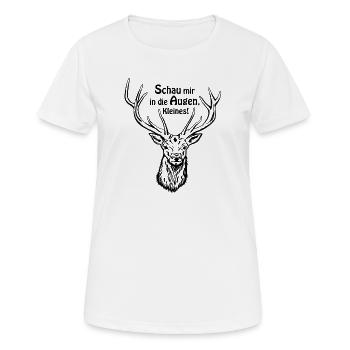 Hirschkopf - Schau mir in die Augen! - Frauen T-Shirt atmungsaktiv - Weiß - Vorne - AI Model Female 172 dark (172cm)