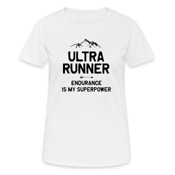 Ultra Runner - Ausdauer ist meine Superkraft - Frauen T-Shirt atmungsaktiv - Weiß - Vorne - AI Model Female 172 dark (172cm)