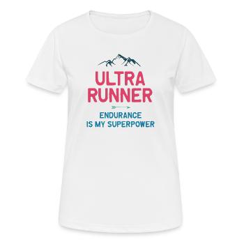 Ultra Runner - Ausdauer ist meine Superkraft - Frauen T-Shirt atmungsaktiv - Weiß - Vorne - AI Model Female 172 dark (172cm)