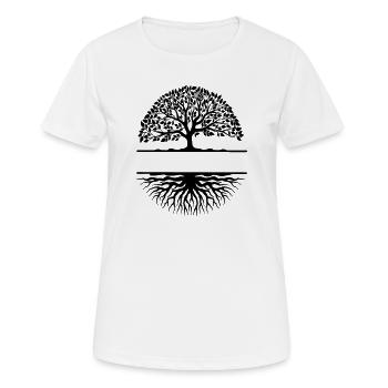 Baum mit Wurzeln Banner - Frauen T-Shirt atmungsaktiv - Weiß - Vorne - AI Model Female 172 dark (172cm)