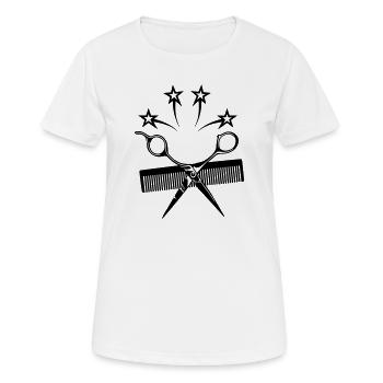 Star ciseaux peigne coiffeur - T-shirt respirant Femme - blanc - Devant - AI Model Female 172 dark (172cm)