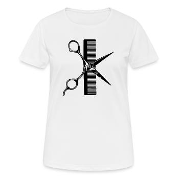 Peigne à ciseaux - T-shirt respirant Femme - blanc - Devant - AI Model Female 172 dark (172cm)