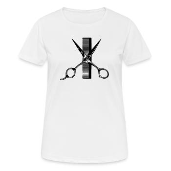 Ciseaux croisés avec peigne - T-shirt respirant Femme - blanc - Devant - AI Model Female 172 dark (172cm)