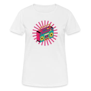 rétro, 90's, 1990, vintage, stéréo - T-shirt respirant Femme - blanc - Devant - AI Model Female 172 dark (172cm)