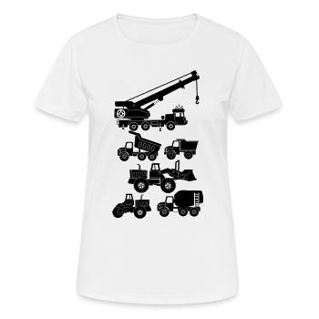 Road and construction vehicles - Women's Breathable T-Shirt - white - Front - AI Model Female 172 dark (172cm)