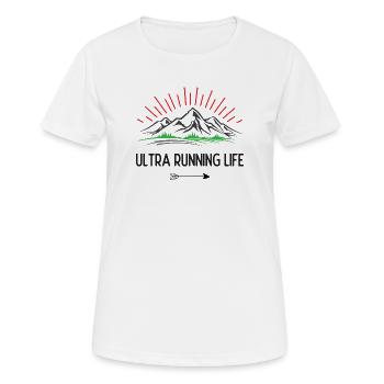 Ultra-Laufleben - Frauen T-Shirt atmungsaktiv - Weiß - Vorne - AI Model Female 172 dark (172cm)