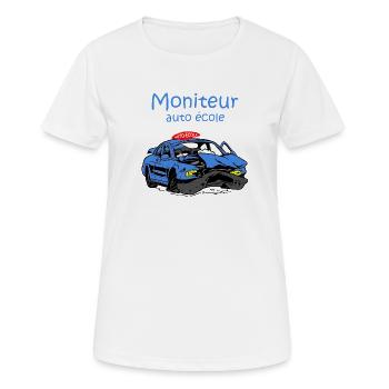 Moniteur auto-école - T-shirt respirant Femme - blanc - Devant - AI Model Female 172 dark (172cm)