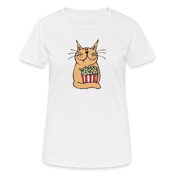 Soirée cinéma chat films regarder cinéma soirée télévision - T-shirt respirant Femme - blanc - Devant - AI Model Female 172 dark (172cm)