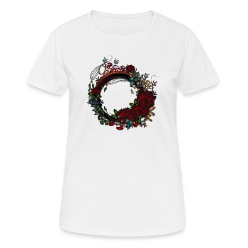 dark Art Nouveau frame rose garden at night - Women's Breathable T-Shirt - white - Front - AI Model Female 172 dark (172cm)