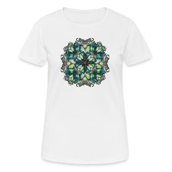 Jugendstil Rosette in transparenter Glas Optik - Frauen T-Shirt atmungsaktiv - Weiß - Vorne - AI Model Female 172 dark (172cm)