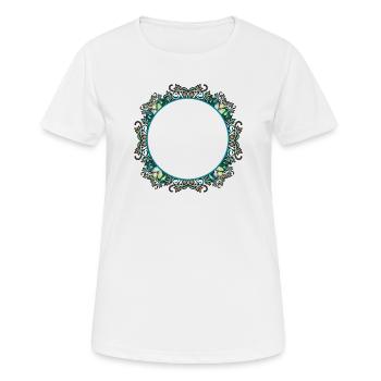 Art Nouveau frame in transparent glass look - Women's Breathable T-Shirt - white - Front - AI Model Female 172 dark (172cm)