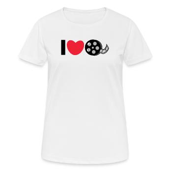 Déclaration de cœur J’aime les films Regarder des films - T-shirt respirant Femme - blanc - Devant - AI Model Female 172 dark (172cm)