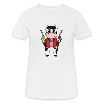 Préposé à la station-service station d’essence vache - T-shirt respirant Femme - blanc - Devant - AI Model Female 172 dark (172cm)
