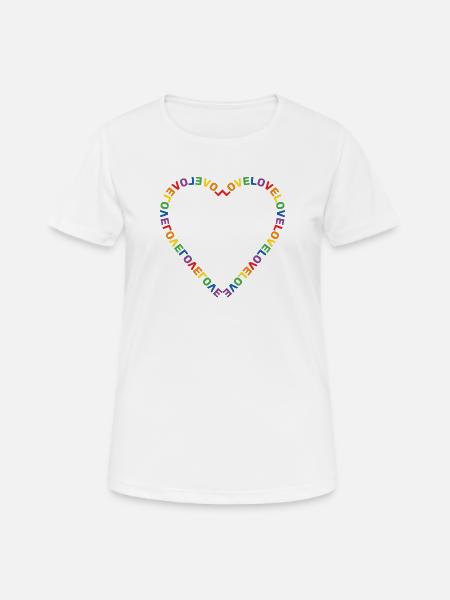 Regenbogen Herz Love LGBTQ+ - Frauen T-Shirt atmungsaktiv - Weiß