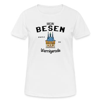 Mein Besen parkt in Wernigerode, Hexen, Fun Lustig - Frauen T-Shirt atmungsaktiv - Weiß - Vorne - AI Model Female 172 dark (172cm)