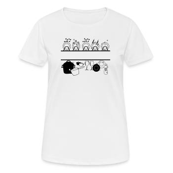 Spülmaschinenlogo mit Platz für Geschirrspüler, Firma - Frauen T-Shirt atmungsaktiv - Weiß - Vorne - AI Model Female 172 dark (172cm)