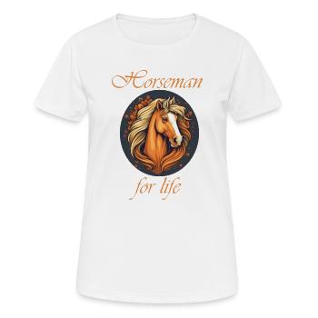 Cavalier à vie - T-shirt respirant Femme - blanc - Devant - AI Model Female 172 dark (172cm)