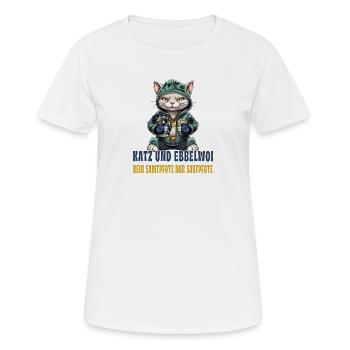 Apfelwein und Katzen Design - Frauen T-Shirt atmungsaktiv - Weiß - Vorne - AI Model Female 172 dark (172cm)