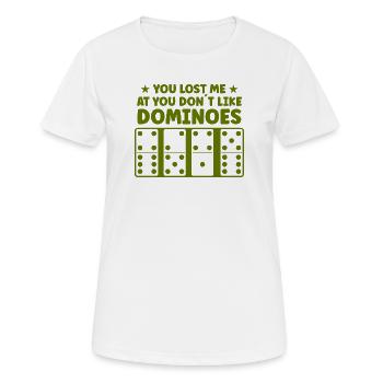 Domino Design - Frauen T-Shirt atmungsaktiv - Weiß - Vorne - AI Model Female 172 dark (172cm)