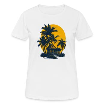 Cabane sur la plage sous les palmiers - T-shirt respirant Femme - blanc - Devant - AI Model Female 172 dark (172cm)