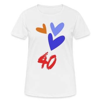 40. 40 JAHRE. 40-JÄHRIGES JUBILÄUM. GEBURTSTAG 40 JAHRE. - Frauen T-Shirt atmungsaktiv - Weiß - Vorne - AI Model Female 172 dark (172cm)