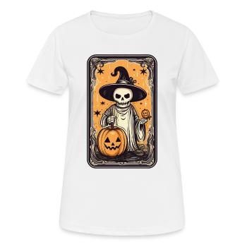Tarot Hexen Skelett Karte mit Kürbis - Frauen T-Shirt atmungsaktiv - Weiß - Vorne - AI Model Female 172 dark (172cm)