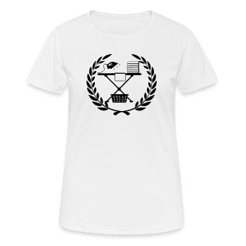Bügelbrett im Lorbeerkranz - Frauen T-Shirt atmungsaktiv - Weiß - Vorne - AI Model Female 172 dark (172cm)