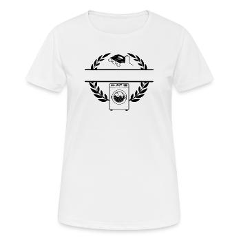 Waschmaschine im Lorbeerkranz - Frauen T-Shirt atmungsaktiv - Weiß - Vorne - AI Model Female 172 dark (172cm)