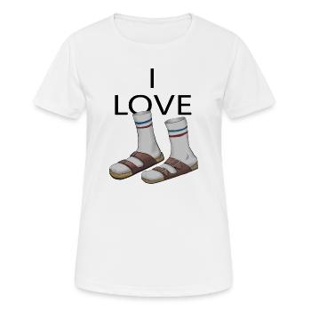 Chaussettes et sandales vintage bandes bleue rouge - T-shirt respirant Femme - blanc - Devant - AI Model Female 172 dark (172cm)