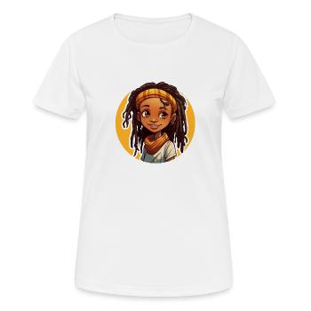 Lässiger Dreadlocks-Stil mit bunter Kopfbedeckung - Frauen T-Shirt atmungsaktiv - Weiß - Vorne - AI Model Female 172 dark (172cm)