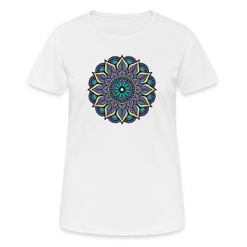 Mandala - Vert Bleu Jaune Rose Mandala indien - T-shirt respirant Femme - blanc - Devant - AI Model Female 172 dark (172cm)
