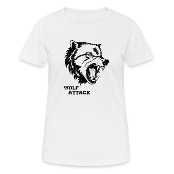 WOLF-ANGRIFF - Frauen T-Shirt atmungsaktiv - Weiß - Vorne - AI Model Female 172 dark (172cm)