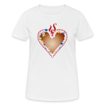 Lebkuchenherz Volksfest mit Zuckerguß und Schleife - Frauen T-Shirt atmungsaktiv - Weiß - Vorne - AI Model Female 172 dark (172cm)
