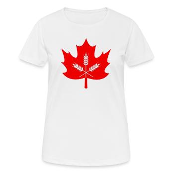 Canada maple leaf grain logo - Women's Breathable T-Shirt - white - Front - AI Model Female 172 dark (172cm)