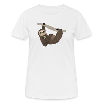 Paresseux avec bébé, dessin à la main - T-shirt respirant Femme - blanc - Devant - AI Model Female 172 dark (172cm)