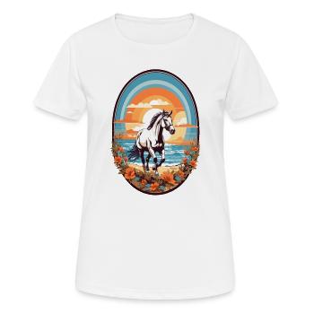 Cheval sur la plage - T-shirt respirant Femme - blanc - Devant - AI Model Female 172 dark (172cm)