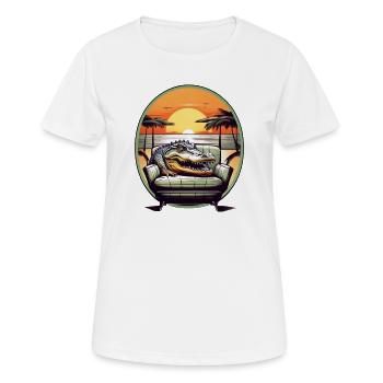 Alligator auf Sofa - Frauen T-Shirt atmungsaktiv - Weiß - Vorne - AI Model Female 172 dark (172cm)