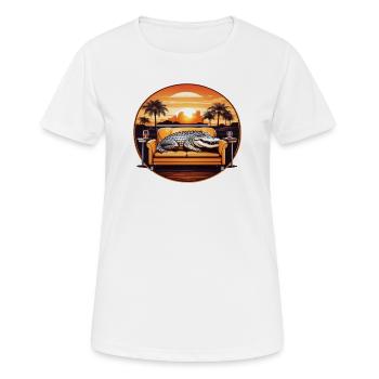 Alligator auf Sofa - Frauen T-Shirt atmungsaktiv - Weiß - Vorne - AI Model Female 172 dark (172cm)