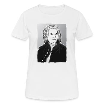 Johann Sebastian Bach in schwarz weiß und silber - Frauen T-Shirt atmungsaktiv - Weiß - Vorne - AI Model Female 172 dark (172cm)