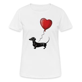Herzballon Dackel Illustration - Frauen T-Shirt atmungsaktiv - Weiß - Vorne - AI Model Female 172 dark (172cm)