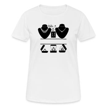 Jeweler logo with rings, diamonds - Women's Breathable T-Shirt - white - Front - AI Model Female 172 dark (172cm)