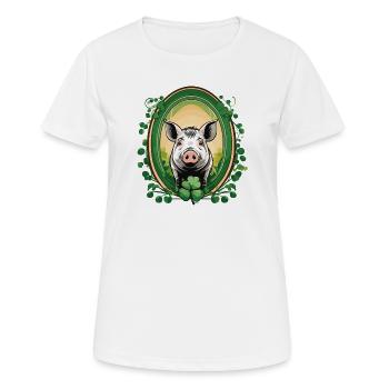 Cochon chanceux - T-shirt respirant Femme - blanc - Devant - AI Model Female 172 dark (172cm)