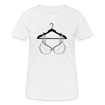 Bra white with blue bow on clothes hanger - Women's Breathable T-Shirt - white - Front - AI Model Female 172 dark (172cm)